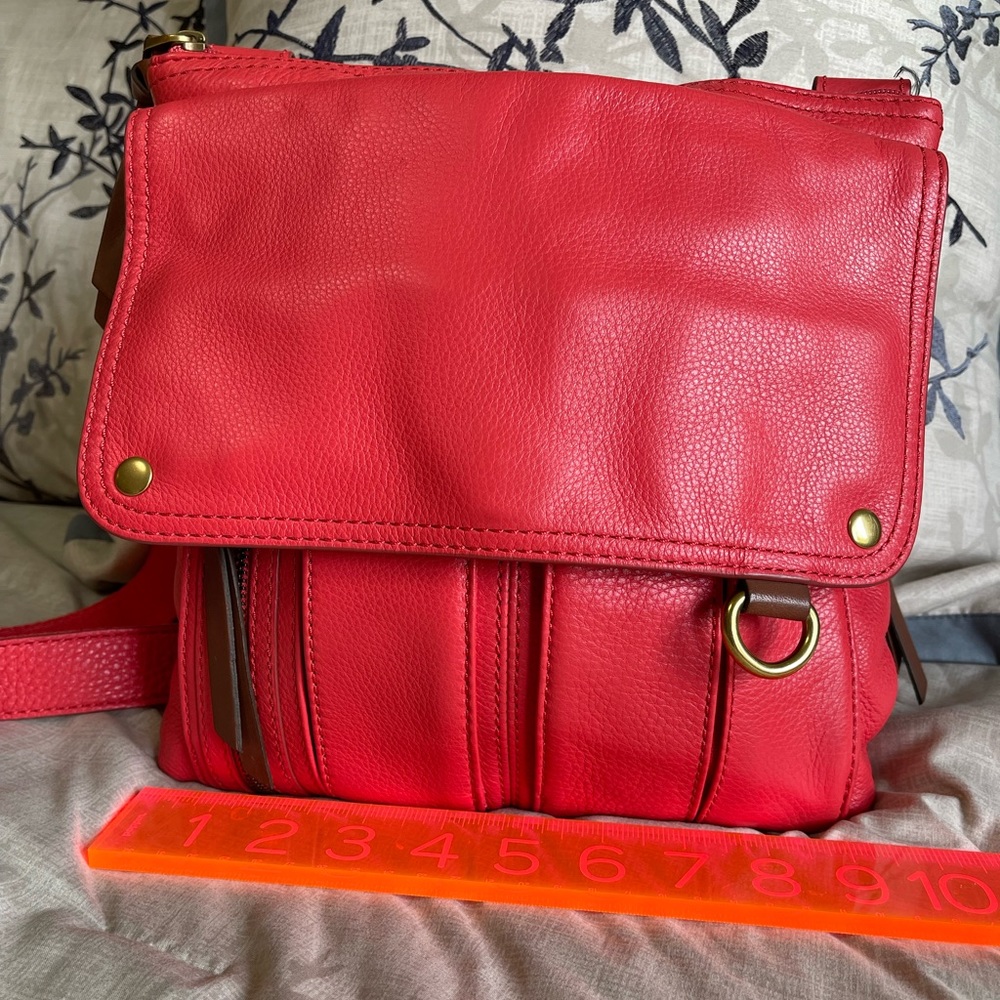 Fossil Red Leather Crossbody Bag